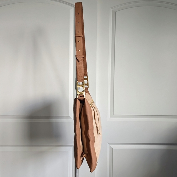 rag & bone Olympus Hobo Large Shoulder Pebbled Leather Nubuck Honey Beige NWOT - Picture 7 of 15